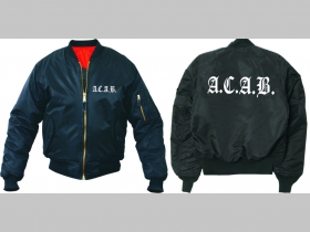 A.C.A.B.  - čierna zimná letecká bunda BOMBER typu MA-1 Winter Jacket z pevného materiálu s masívnym zipsom na zapínanie 100%nylón, čiastočne vodeodolná